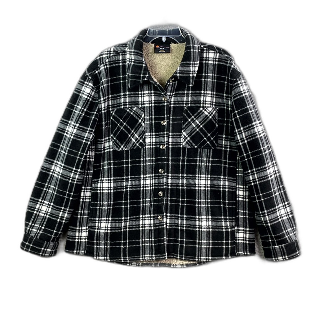 HFX Outdoors Shirt Jacket Womens XL Plaid Sherpa Lined Gorpcore Classic Shacket